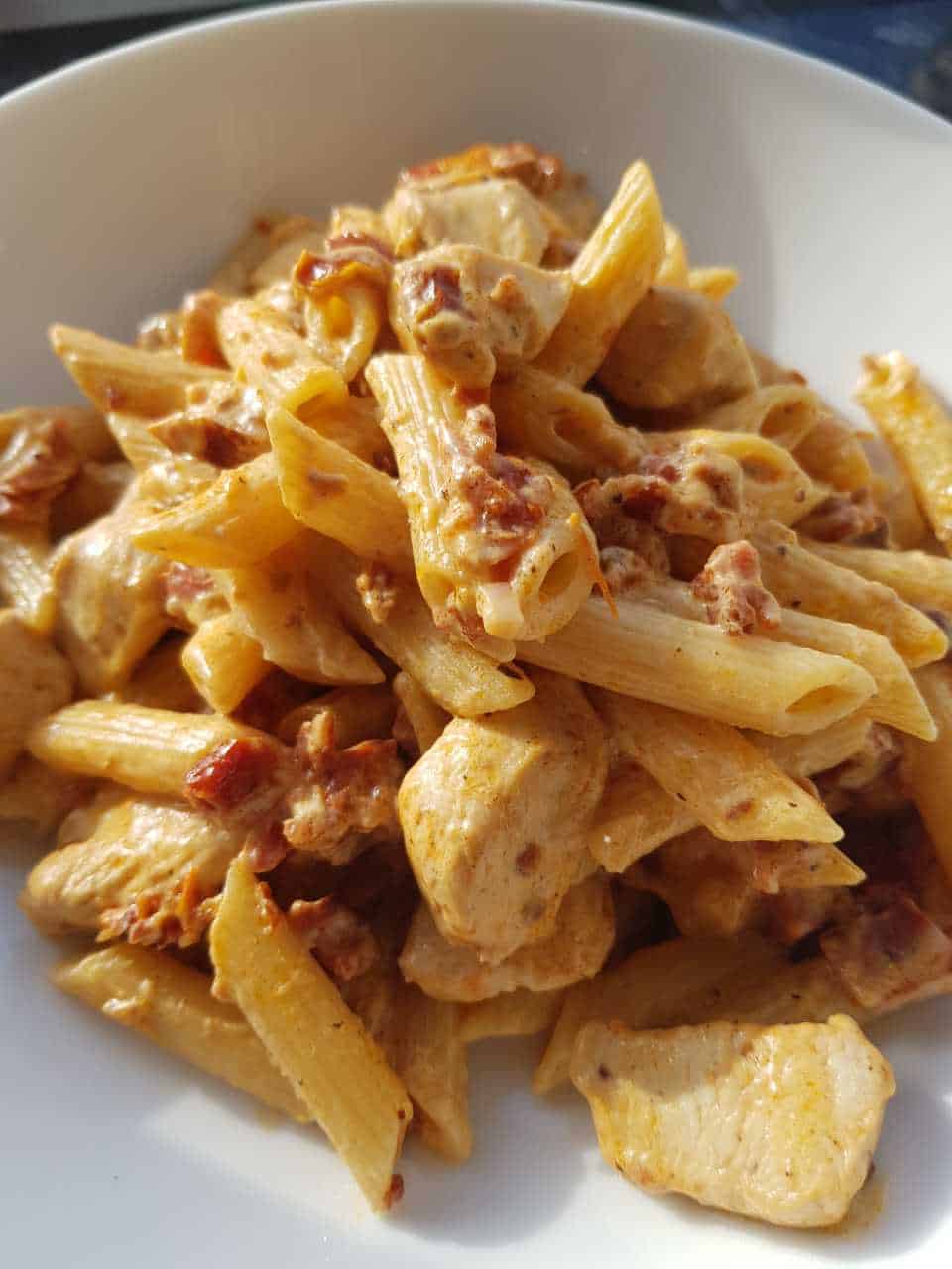 Chicken pasta with chorizo