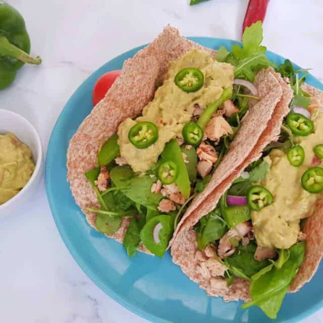 Slow cooker Pulled chicken thigh tacos Hint of Healthy