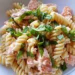 Creamy salmon pasta with creme fraiche