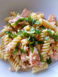 Creamy salmon pasta with creme fraiche