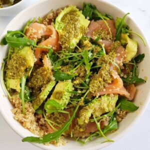 Smoked salmon and quinoa salad.