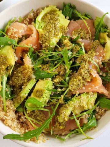 Smoked salmon and quinoa salad.