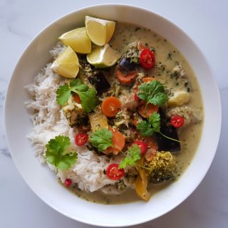 green curry with rice.