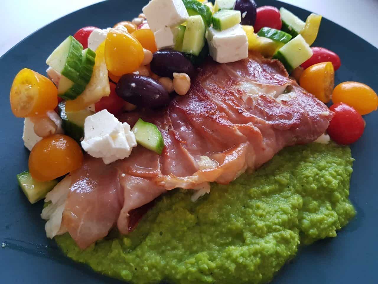 Cod wrapped in prosciutto