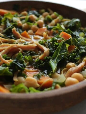 kale and chickpea soup with ham