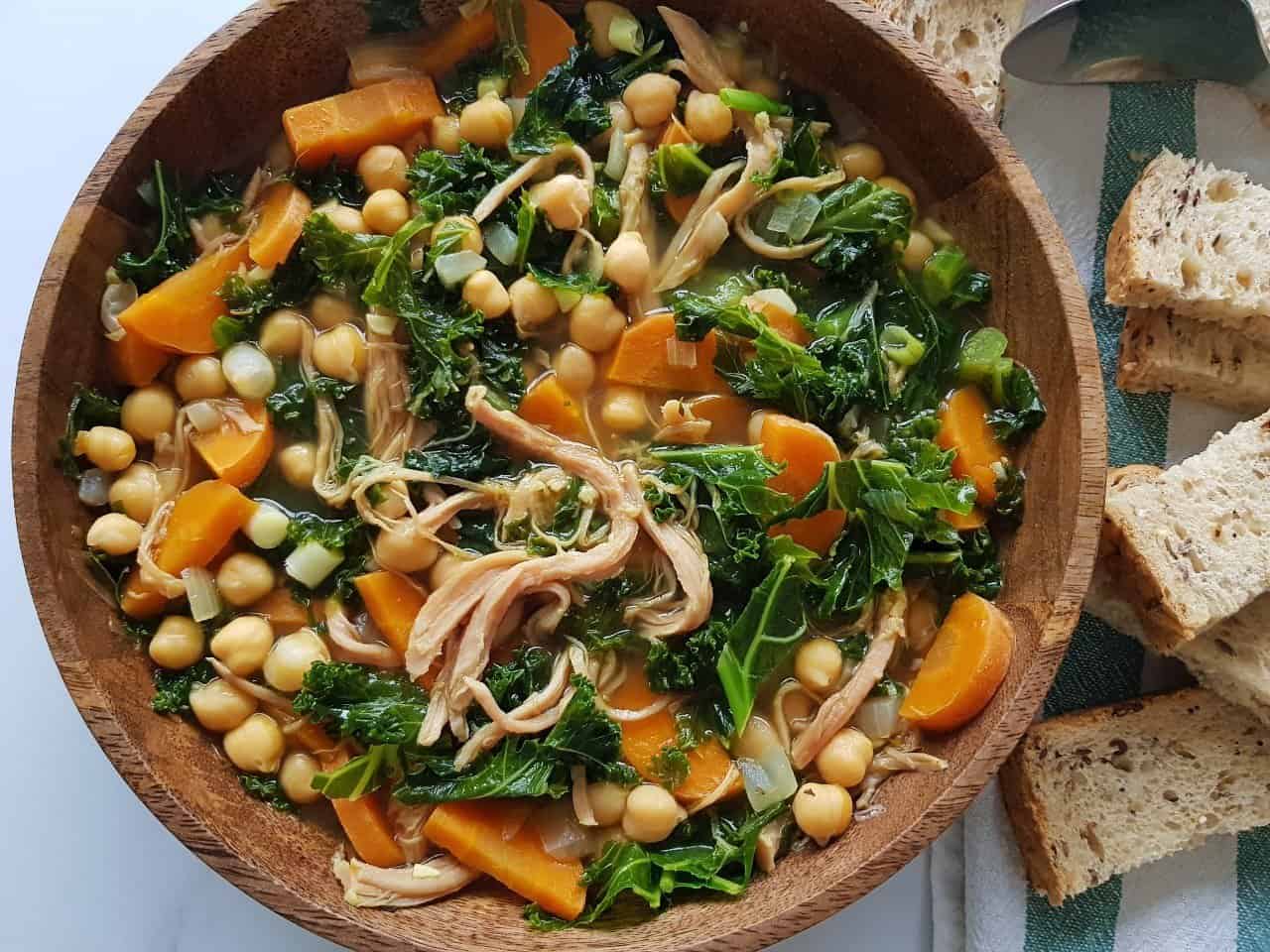 Kale and chickpea soup with ham Hint of Healthy