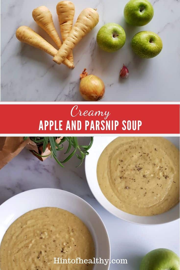 Apple and parsnip soup pinterest image.