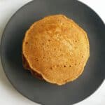Gingerbread flavored pancake on a plate.