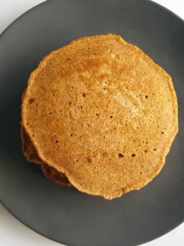 Gingerbread flavored pancake on a plate.