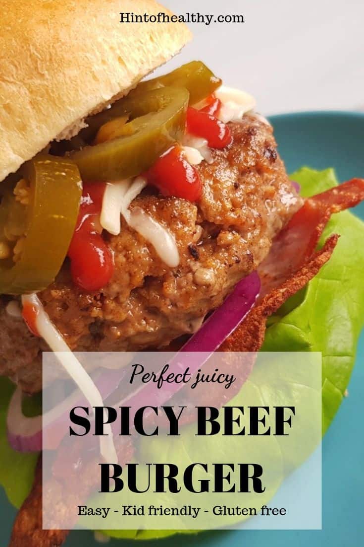 Spicy beef burger Pinterest image.