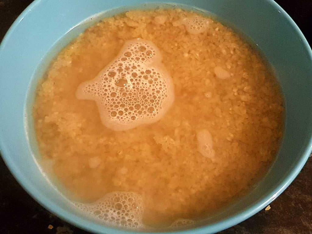 Bulgur soaked in water.