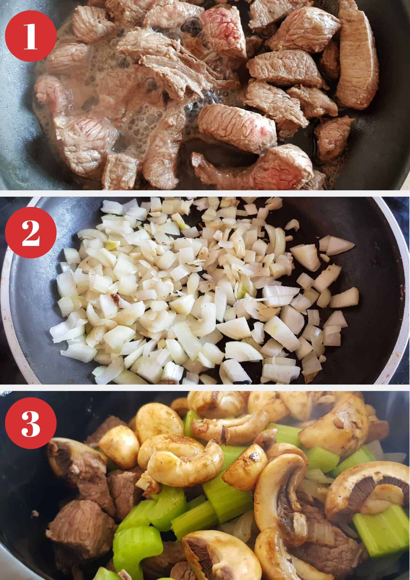 Infographic showing how to make beef and ale stew.