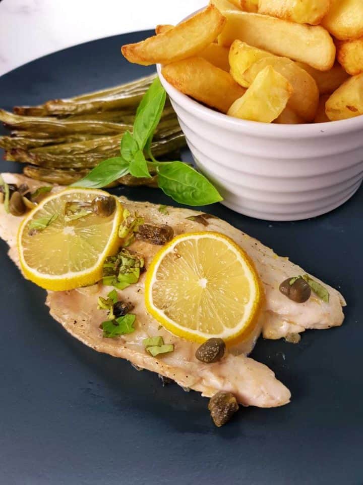 Pan fried sea bass with lemon and capers Hint of Healthy