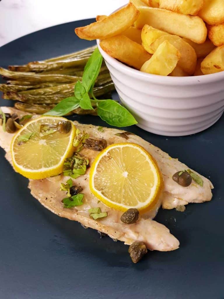 Pan fried sea bass with lemon and capers Hint of Healthy