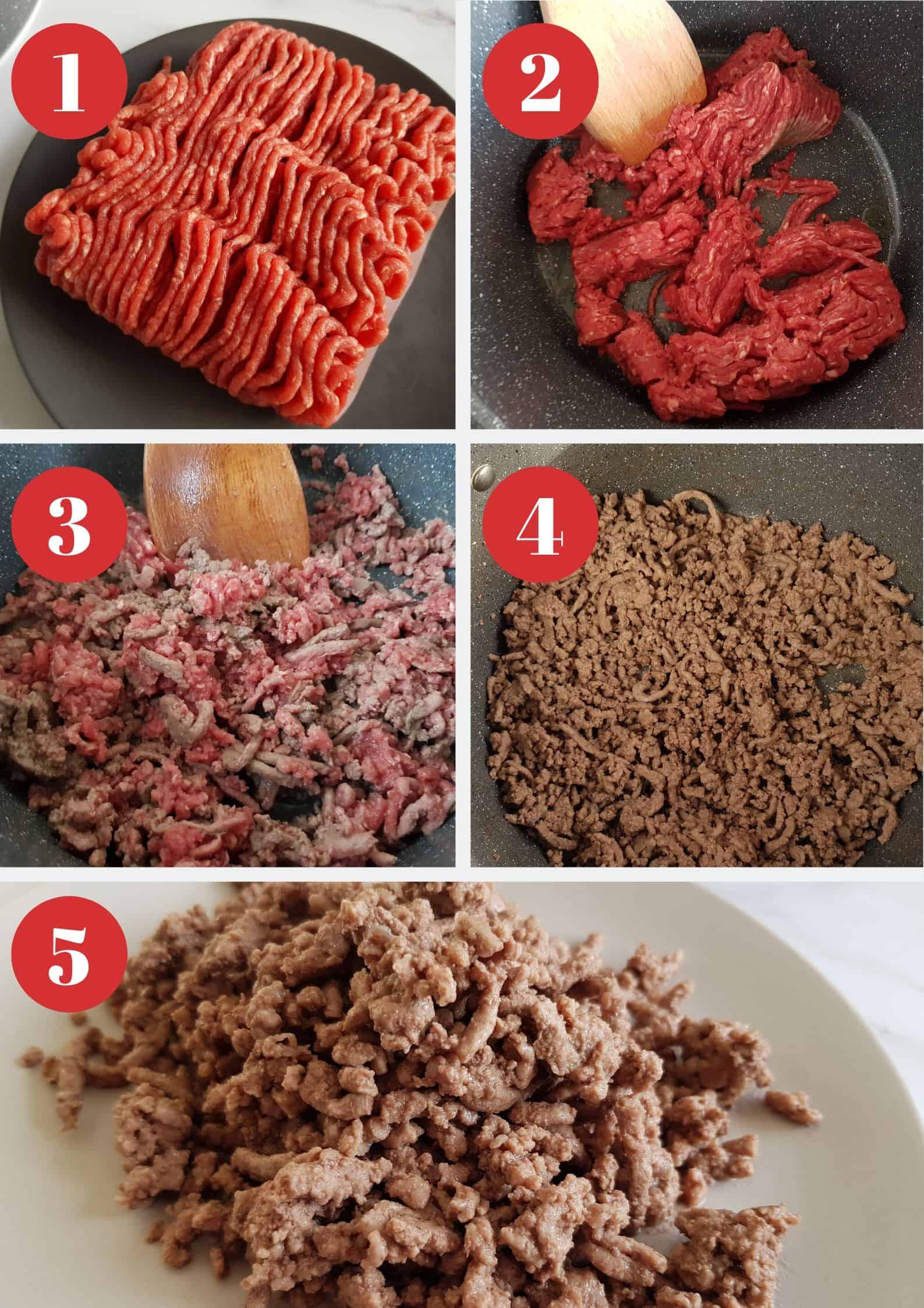 Infographic showing how to brown mince