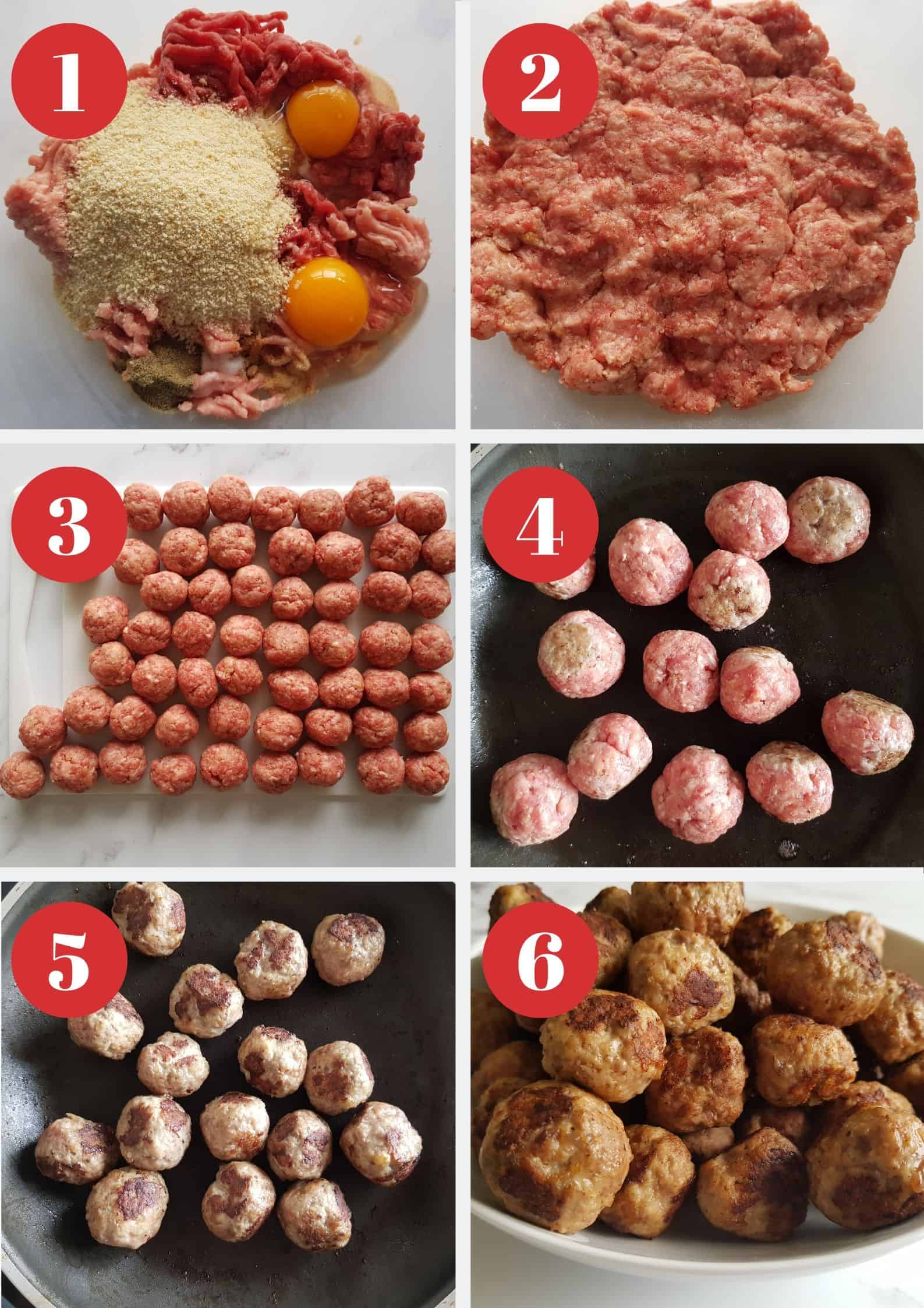 Infographic showing how to make meatballs.