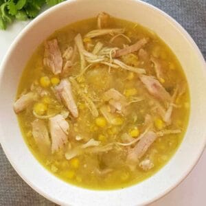 soup with corn and chicken.