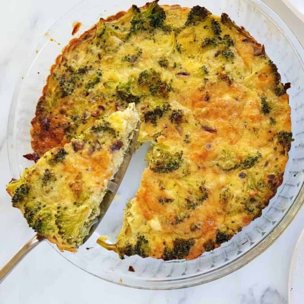 Crustless quiche with broccoli and cheddar Hint of Healthy