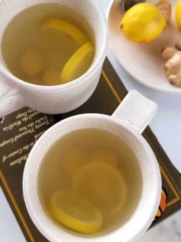 hot tea with lemon and ginger.