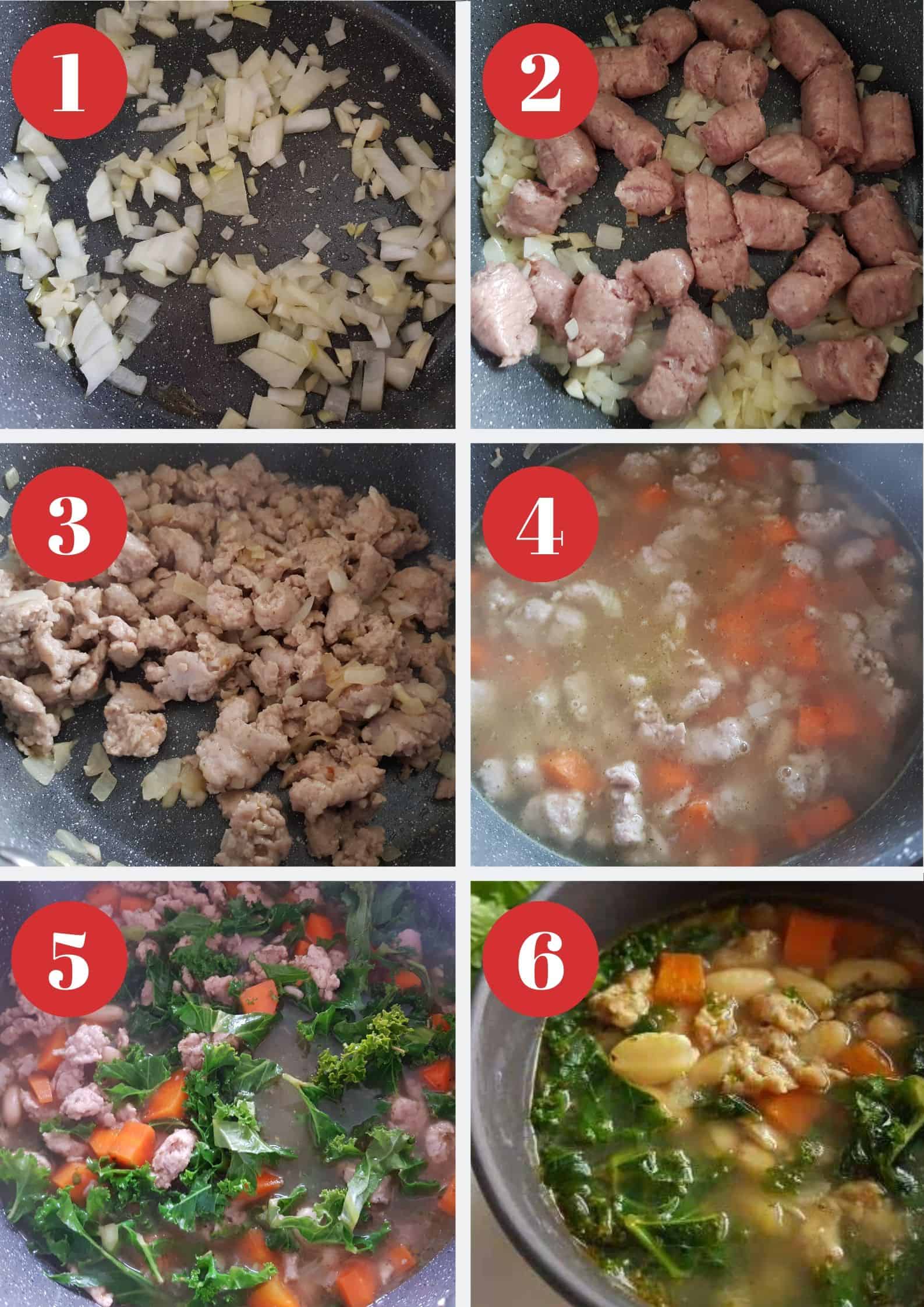 Infographic showing How to make Mediterranean soup with sausage.