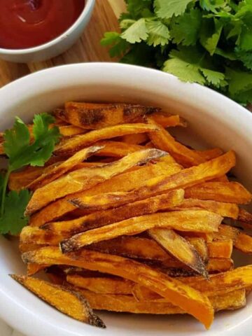 crispy baked sweet potato fries.