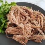 pulled pork on a plate.