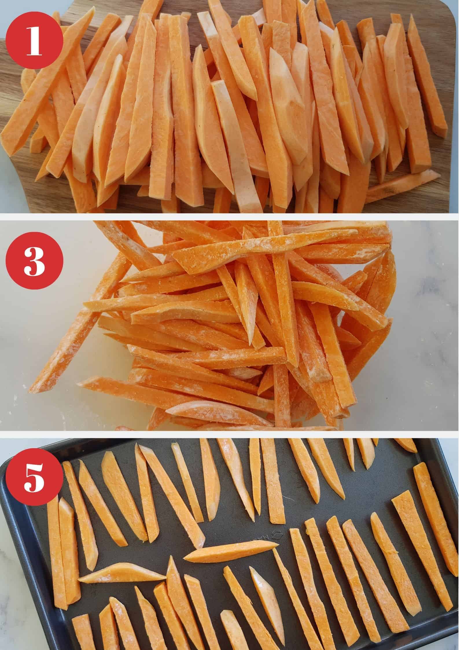 Infographic showing how to make sweet potato fries.