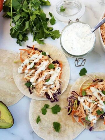 Buffalo chicken tacos.