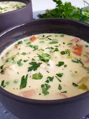 a bowl of creamy chicken soup.