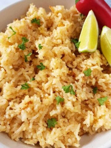 close up of lime chili rice.