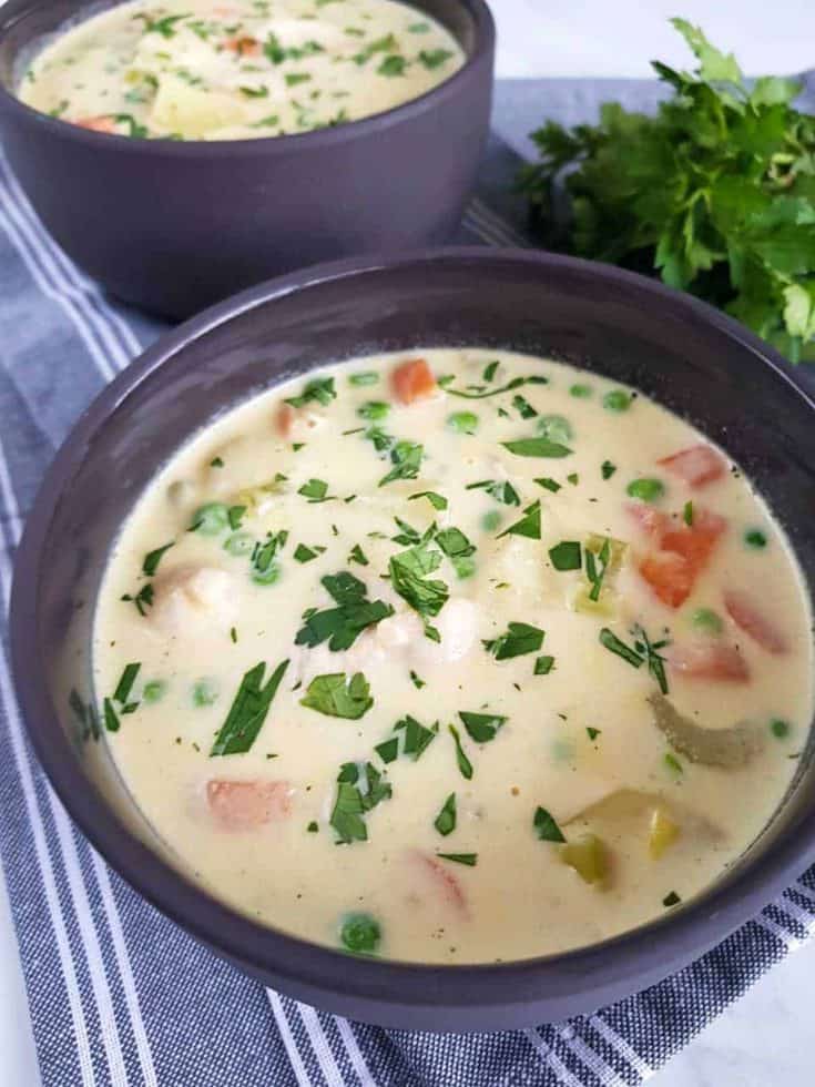 Creamy chicken and vegetable soup Hint of Healthy