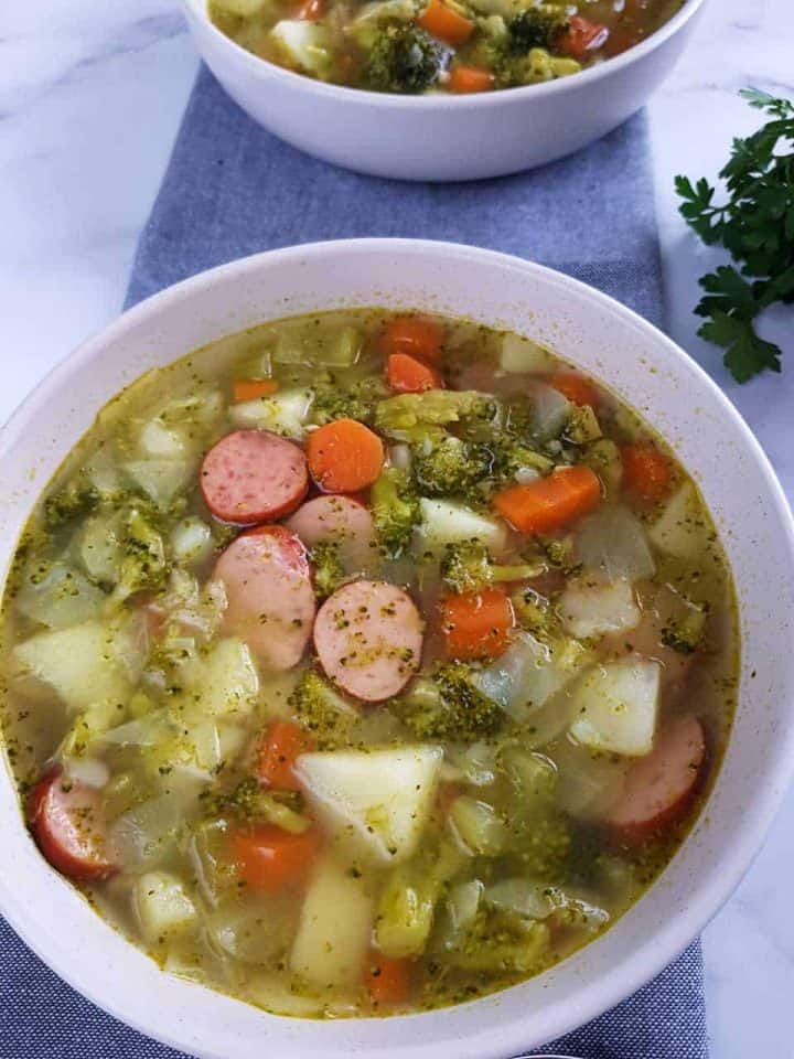 Vegetable soup with smoked sausage Hint of Healthy