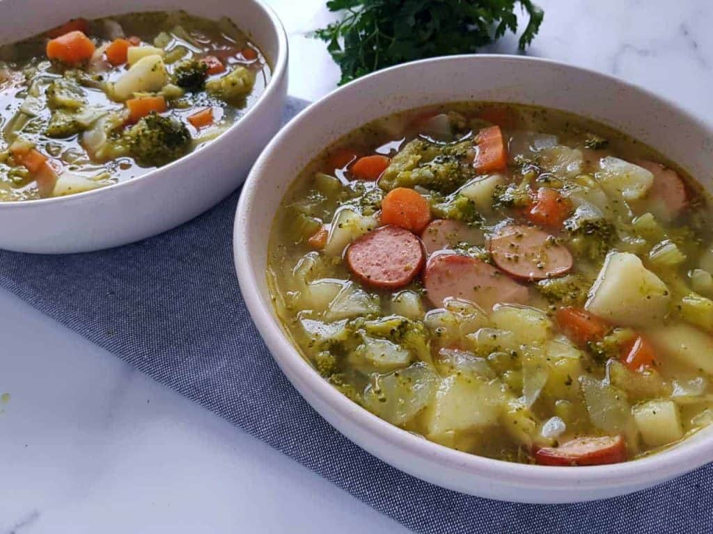 Vegetable soup with smoked sausage Hint of Healthy