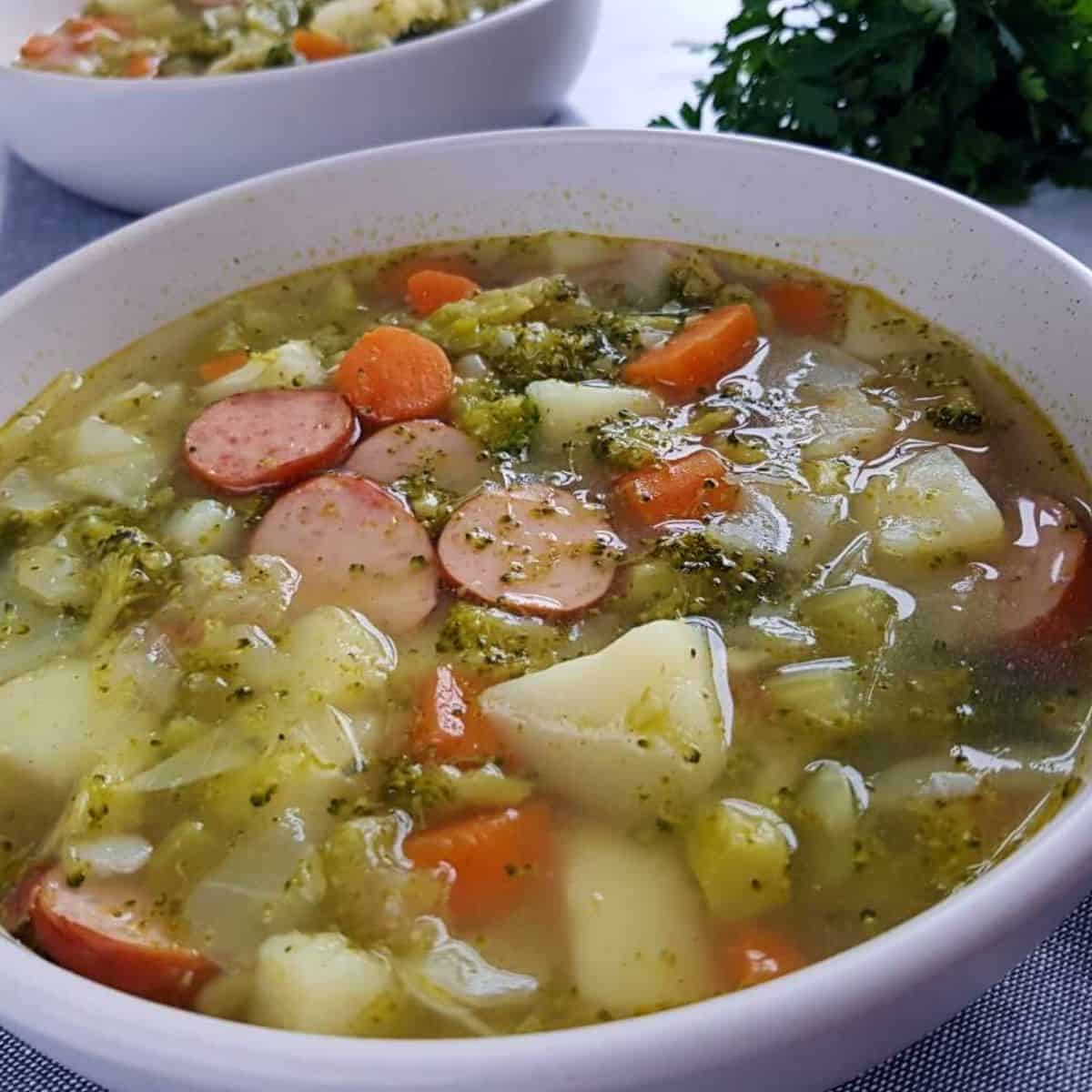 Vegetable soup with smoked sausage Hint of Healthy