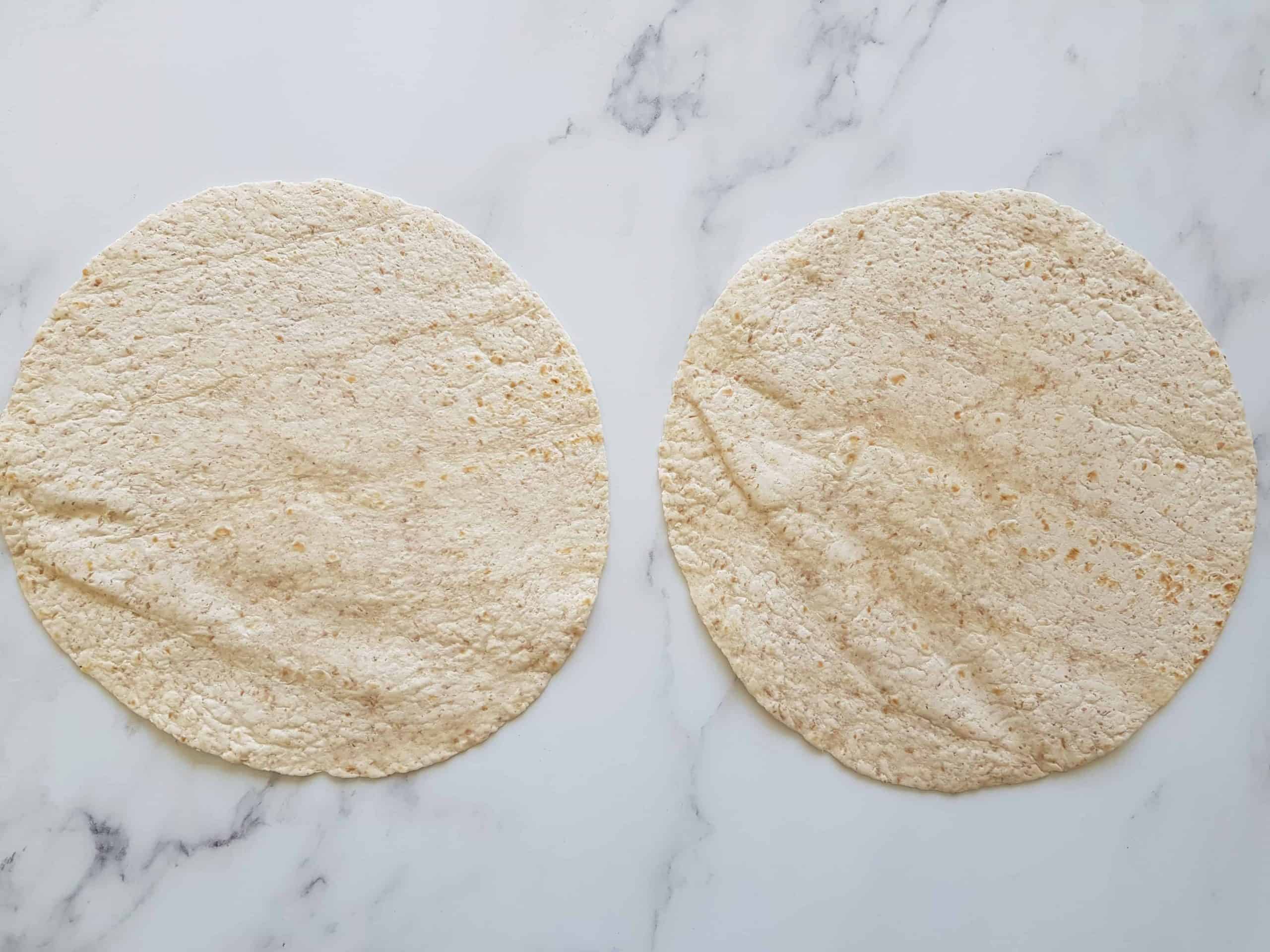 Tortilla wraps on a table.