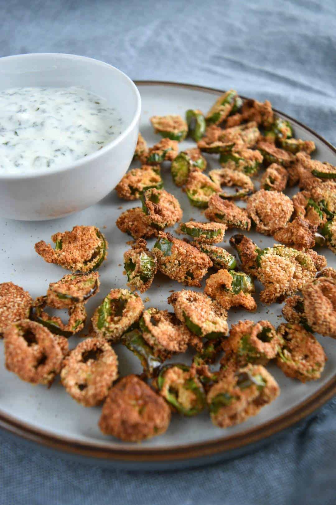 Air fryer breaded jalapeno slices.