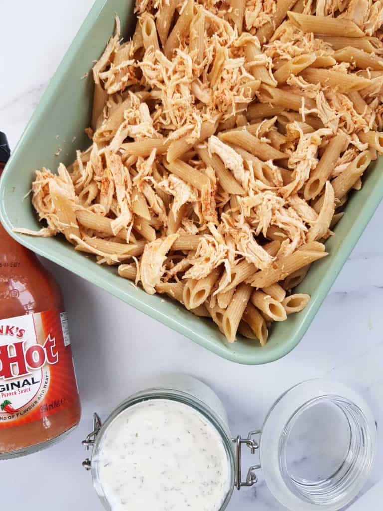 Healthy Buffalo Chicken Pasta Bake Hint Of Healthy