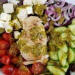 Chicken pesto salad.