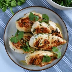 Cilantro lime chicken on a plate.