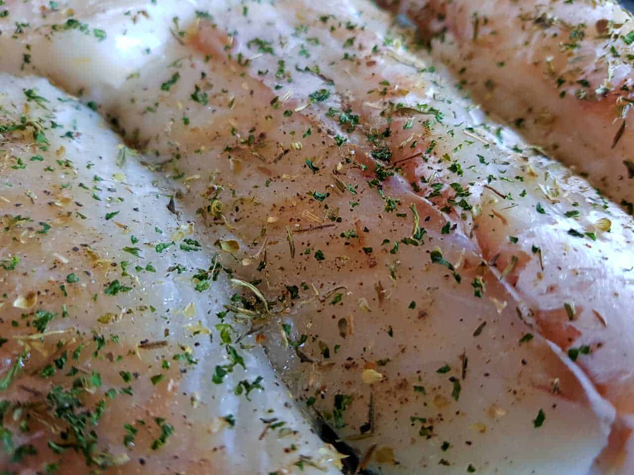 Fresh cod with herbs.