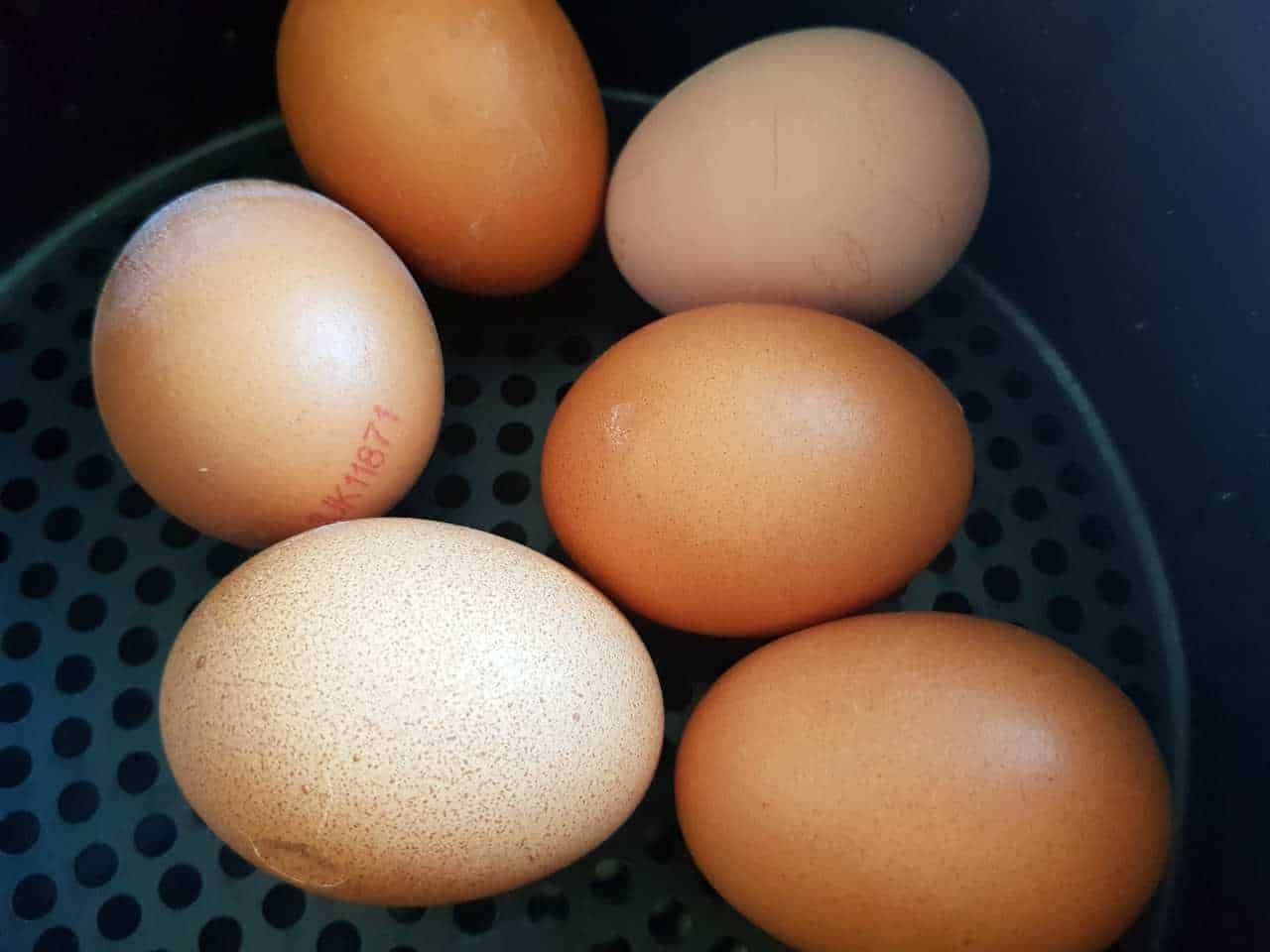 Eggs in an air fryer.