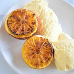 Air fryer roasted oranges dessert.