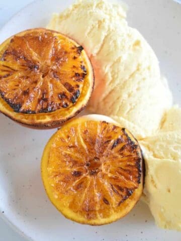 Air fryer roasted oranges dessert.