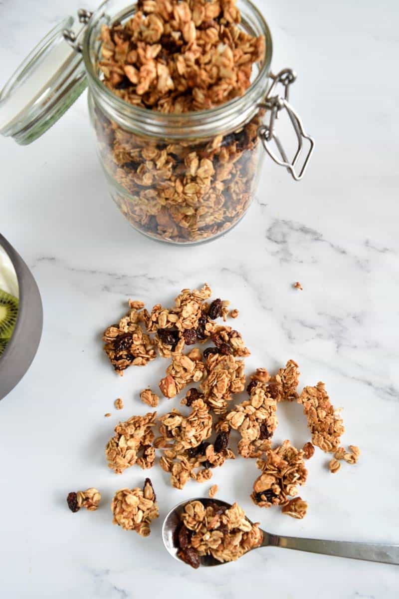 Granola with raisins and almonds.