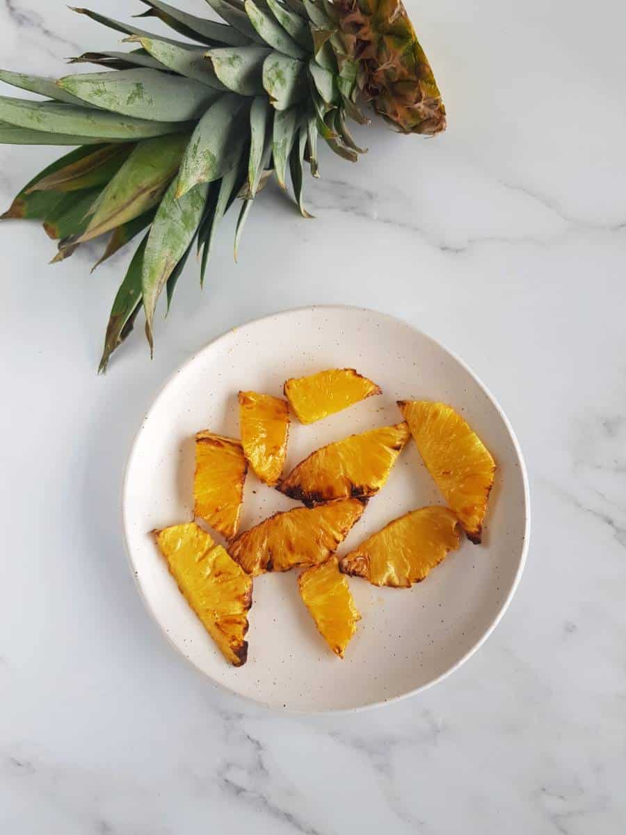 Honey glazed pineapple slices.