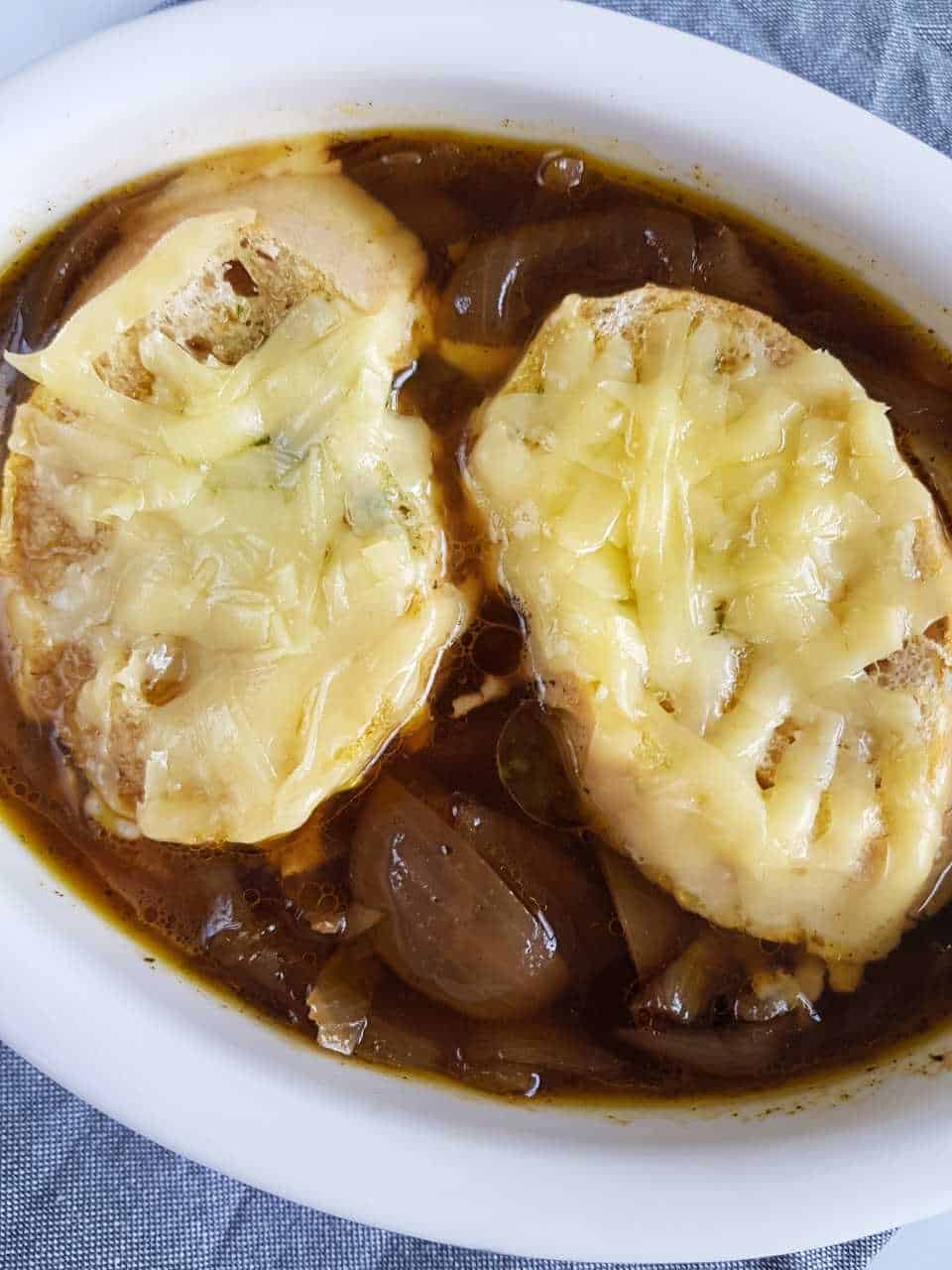 Onion soup in slow cooker.