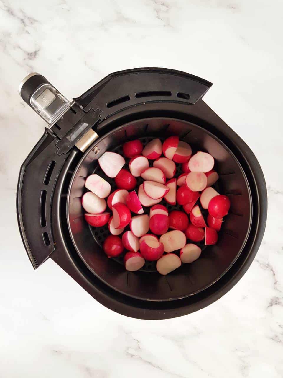 Radishes in an air fryer.