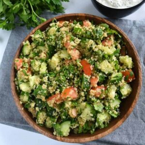 Tabbouleh with quinoa and parsley.