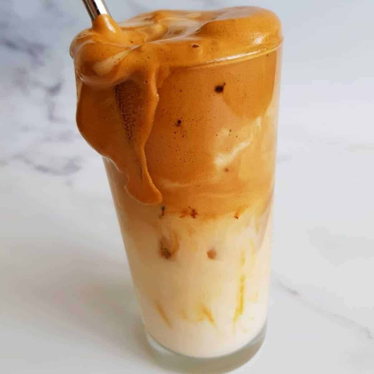 Iced Whipped Coffee (Dalgona Coffee) with Almond Milk