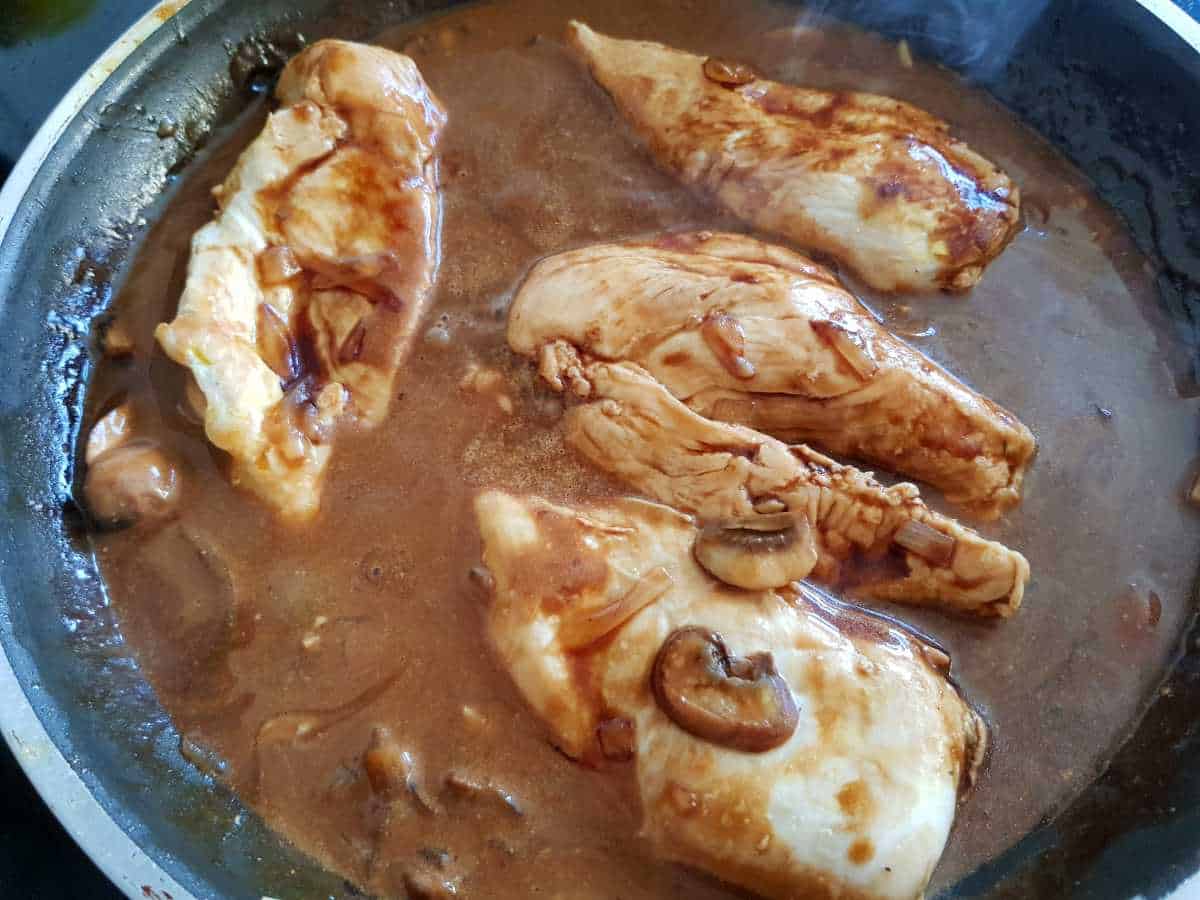 Chicken in marsala sauce.